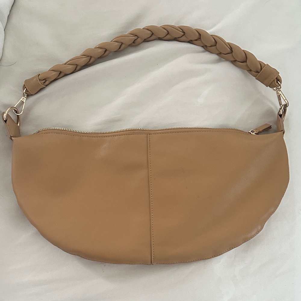 Anthropologie Tan Braided Shoulder Bag